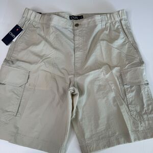 Chaps Cargo Shorts Size 38 Beige Cement Men's 10" inseam NEW